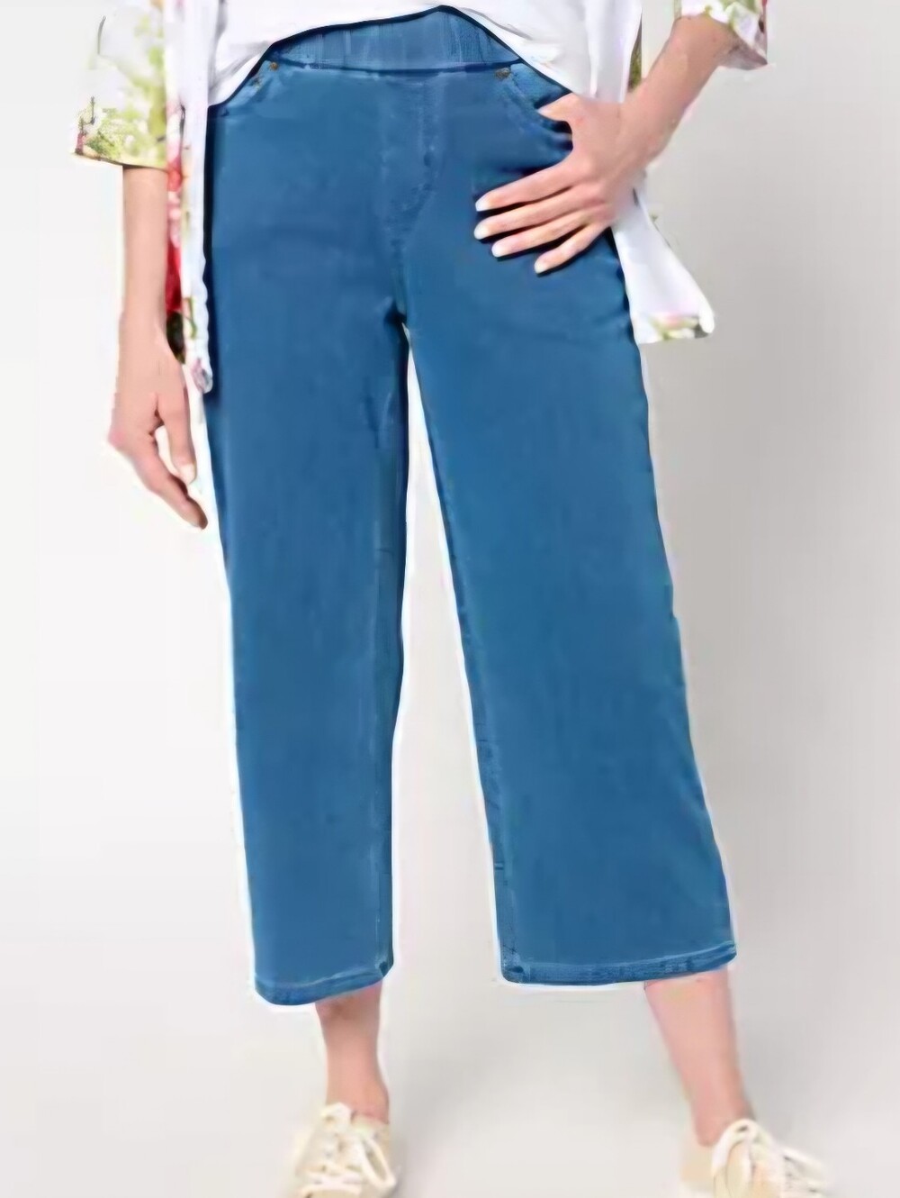 XL Comfy Knit Air Crop Jeans Blue New